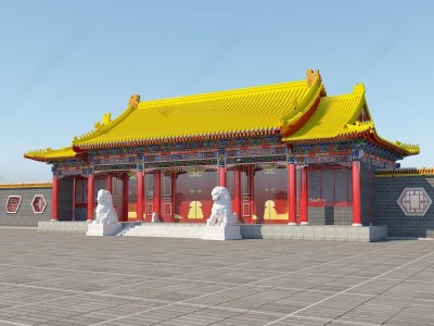 中式大门3D模型下载